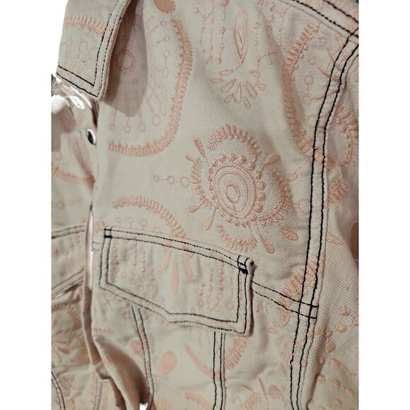 Aje Epacris Embroidered Denim Jacket Pink Size 12 NWOT - Picture 4 of 7